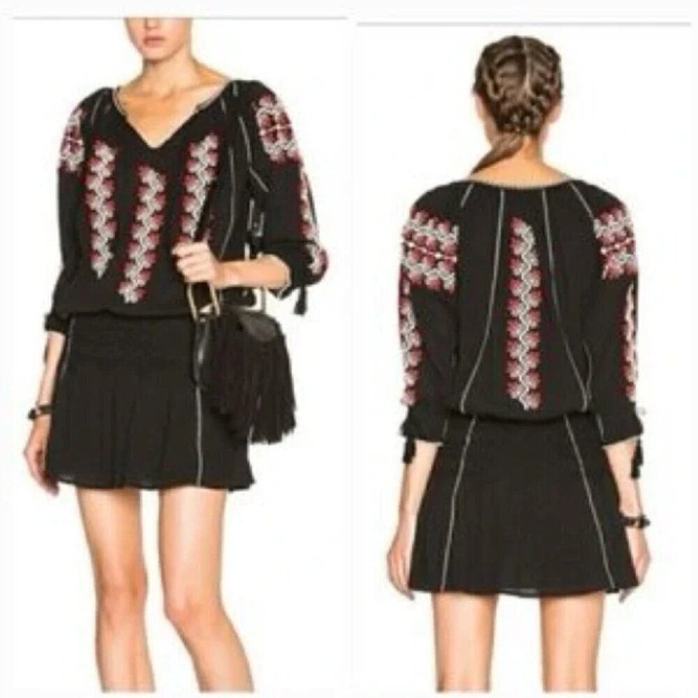 ULLA JOHNSON Samari Embroidered Mini Dress - Size 6